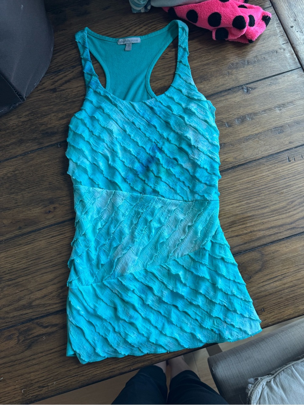 Ruffled Turquoise Mermaid Tank by Charlotte Russe
